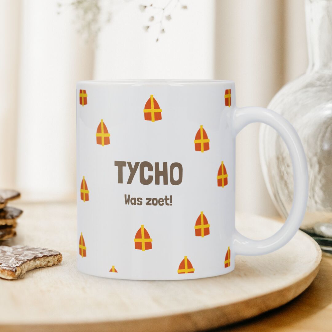 Witte mok met Sinterklaas-design